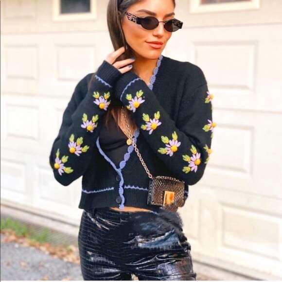 Zara embroidered knit cardigan